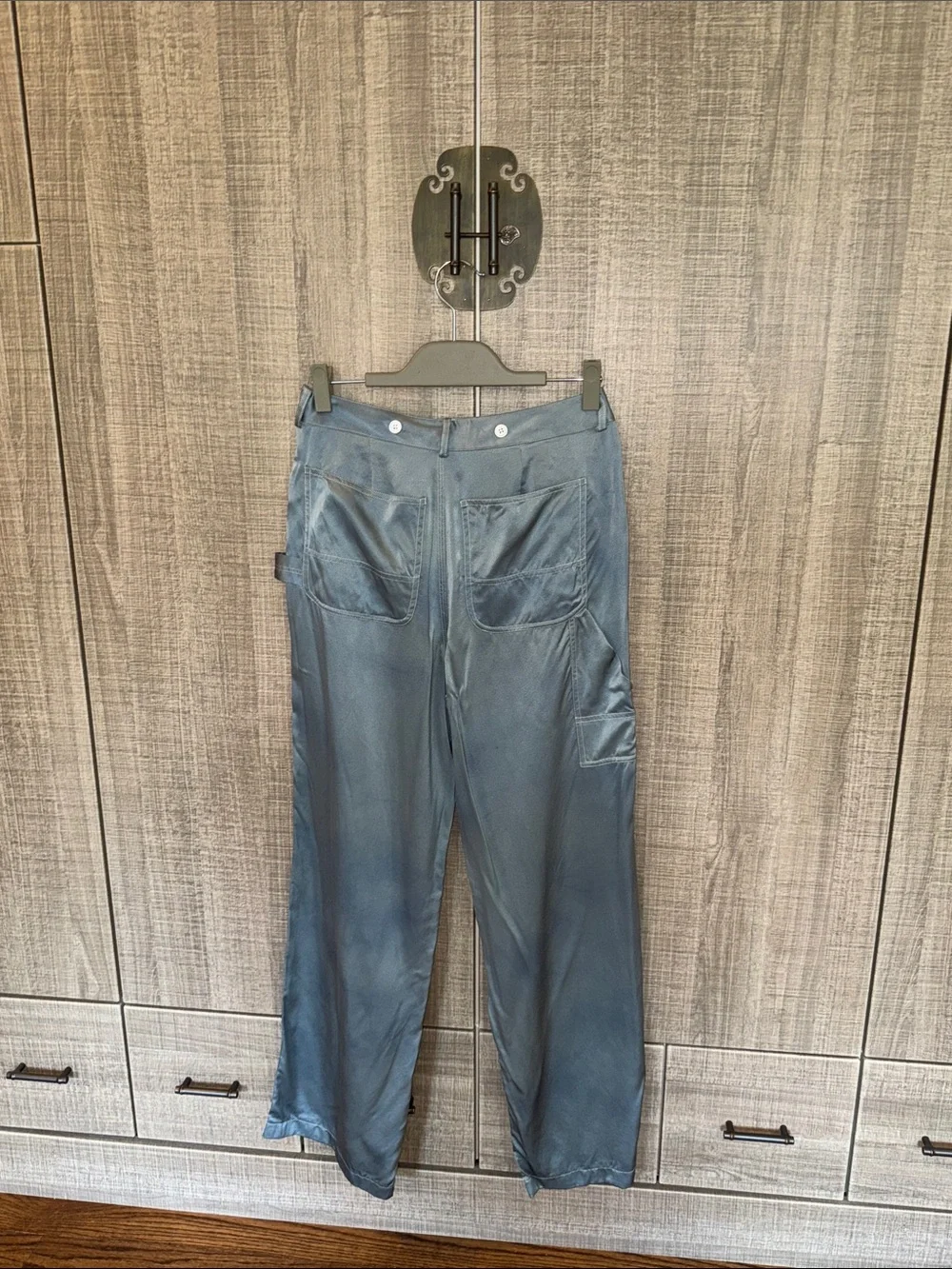 Polo Ralph Lauren Denim-Look Silk Charmeuse Cargo Pants